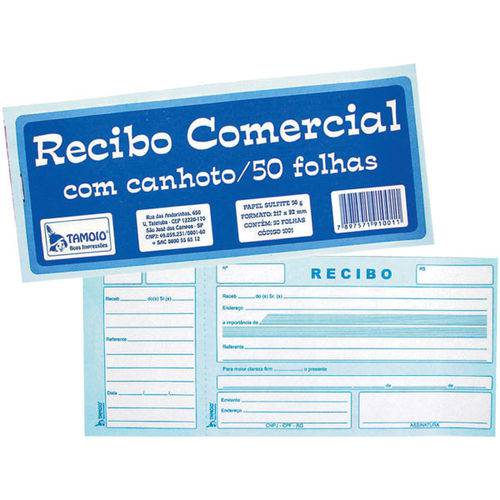 Impresso Recibo Comercial com Canhoto 50F Pct.C/20 Tamoio