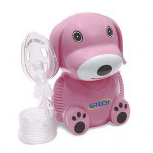 Inalador G-tech C/ Mascara Infantil Nebdog Bivolt Superflow Plus Rosa Nebulizador