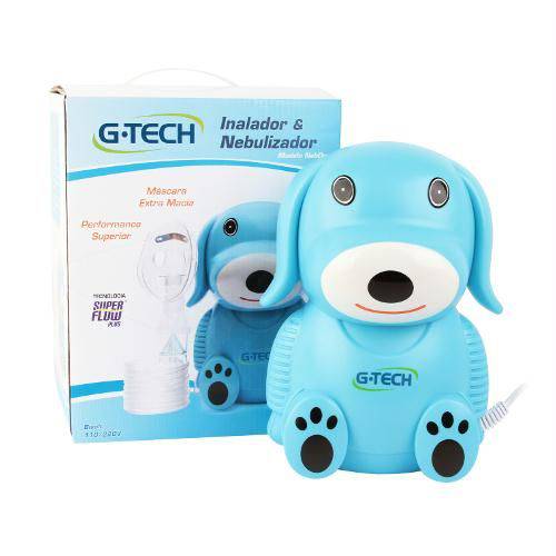 Inalador Superflow Plus Nebdog Azul Bivolt Nebulizador C/ Mascara Infantil G-tech
