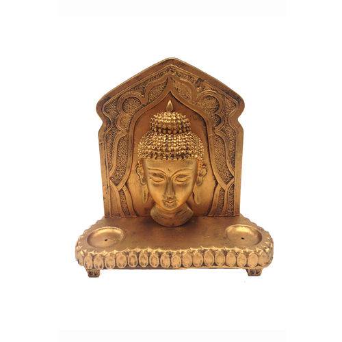 Incensário Buda Hindu Ouro Velho em Resina - Arte Retrô