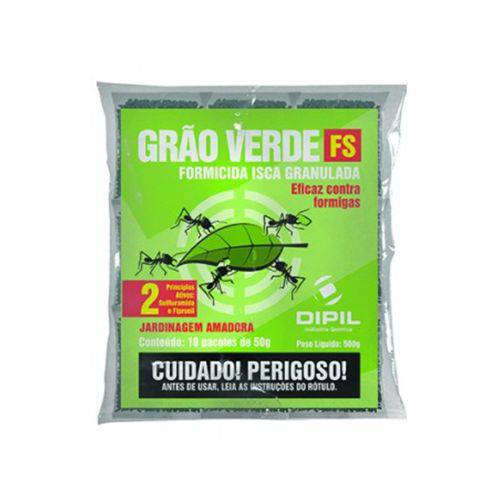 Inseticida Grão Verde FS 3kg - Dipil - Isca Granulada Atrativa para Formigas Cortadeiras