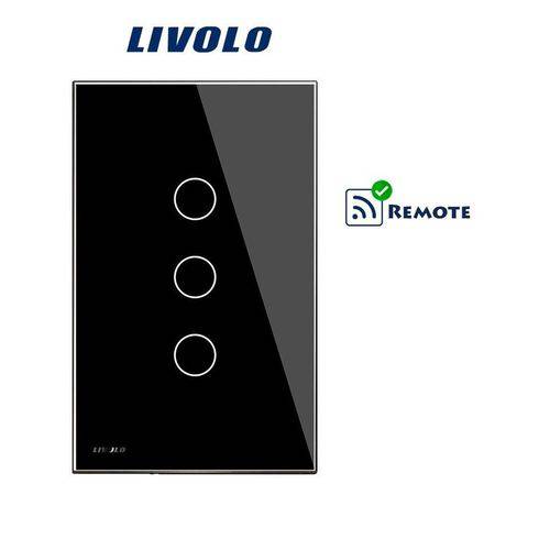 Interruptor Touch Screen com 3 Botões - Preto - Livolo - C503R Entrada Controle