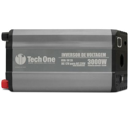 Inversor de Potência Tech One 3000W 12V para 220V - Tomada – USB