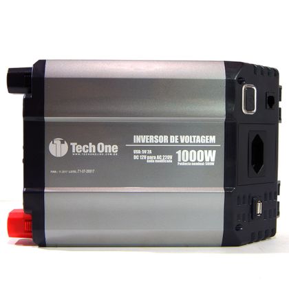 Inversor de Potência Tech One 1000W 12V para 220V - Tomada – USB