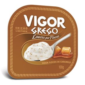 Iogurte Grego Sabor Flocos de Caramelo Vigor 100g