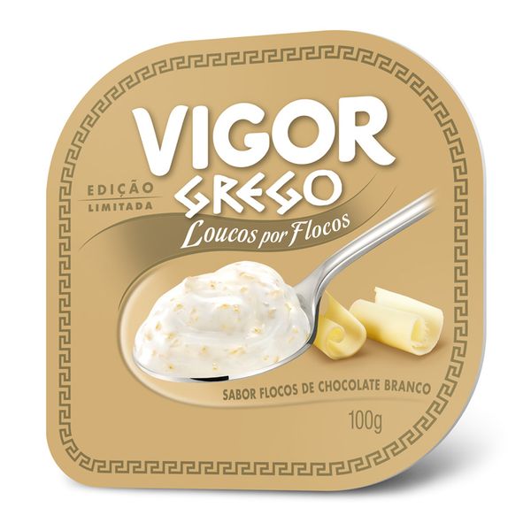 Iogurte Grego Vigor 100g Flocos Chocolate Branco
