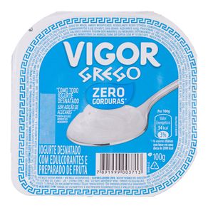 Iogurte Grego Zero Gorduras Tradicional Vigor 100g