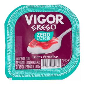 Iogurte Grego Zero Lactose Sabor Frutas Vermelhas Vigor 100g