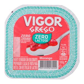 Iogurte Grego Zero Lactose Sabor Morango Vigor 100g