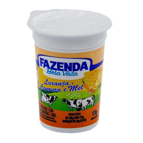 Iogurte Liquido Fazenda 170g Laranja/Cenoura/Mel