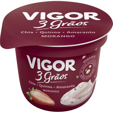 Iogurte Natural 3 Grãos Morango Vigor 100g