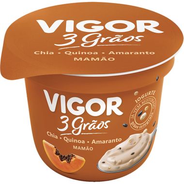 Iogurte Natural 3 Grãos Sabor Mamão Vigor 100g