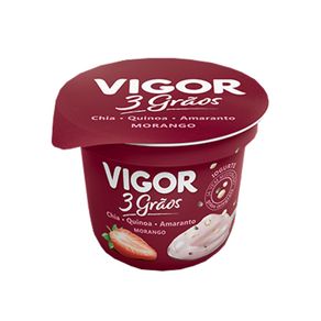 Iogurte Natural 3 Grãos Sabor Morango Vigor 100g