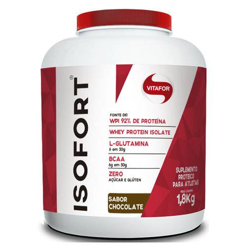 Isofort 1800g Chocolate - Whey Protein Isolado + Coqueteleira 3 Compartimentos - Vitafor