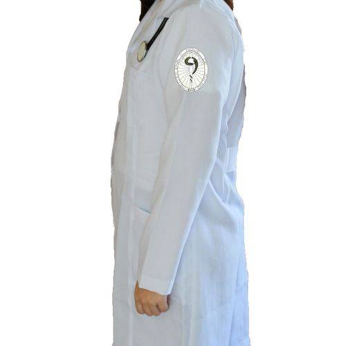 Jaleco Branco de Tecido Oxford Feminino de Manga Longa com Logotipo Medicina Uninove Bordado