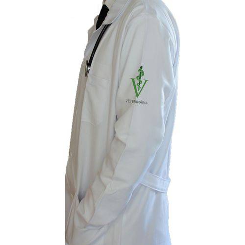 Jaleco de Tecido Oxford Masculino de Manga Longa Branco com Logo Medicina Veterinária Bordado