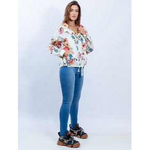 Jaqueta de Nylon Estampa Floral Fundo - 38