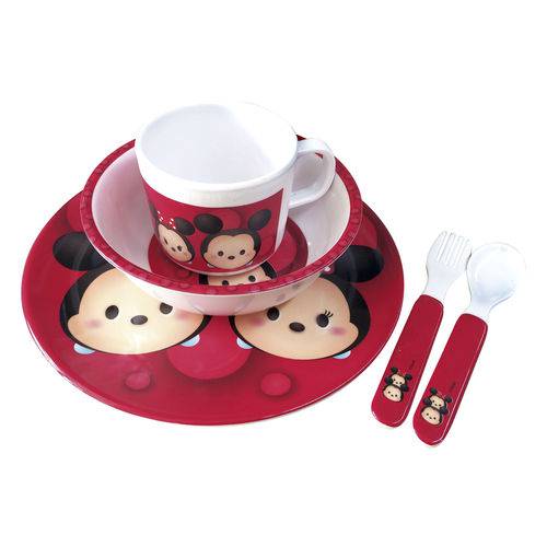 Jg de Refeição Infantil de Melamina Mickey & Minnie Vermelho Tsum Tsum - Disney