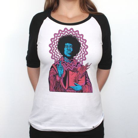Jimi Hendrix - Camiseta Raglan Manga Longa Feminina
