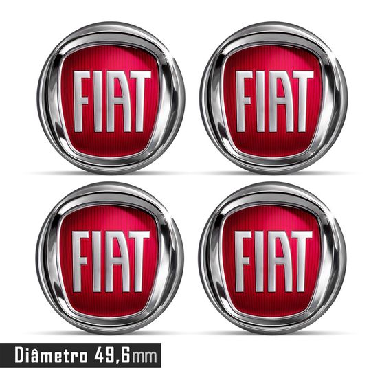Jogo 4 Emblema Roda Fiat Punto 49,6mm. (ACRÍLICO)
