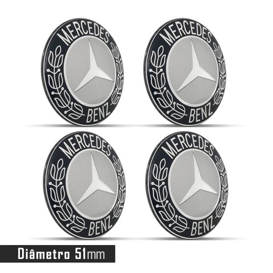 Jogo 4 Emblema Roda Mercedes 51mm