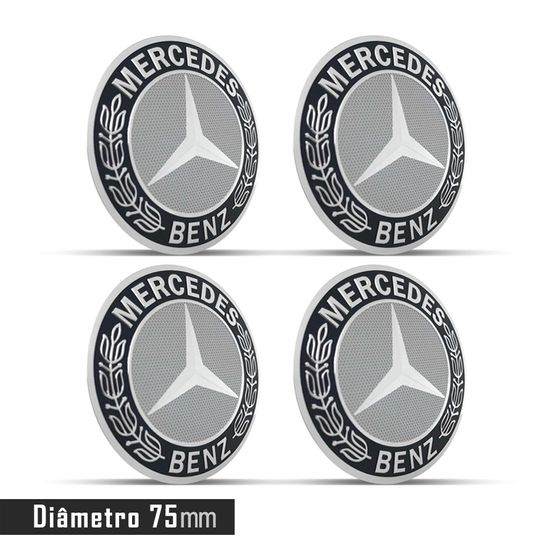 Jogo 4 Emblema Roda Mercedes 75mm