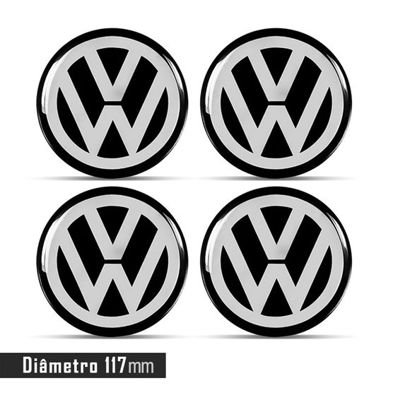 Jogo 4 Emblema Roda Volkswagen 117mm.