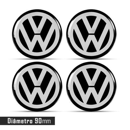 Jogo 4 Emblema Roda Volkswagen 90mm.