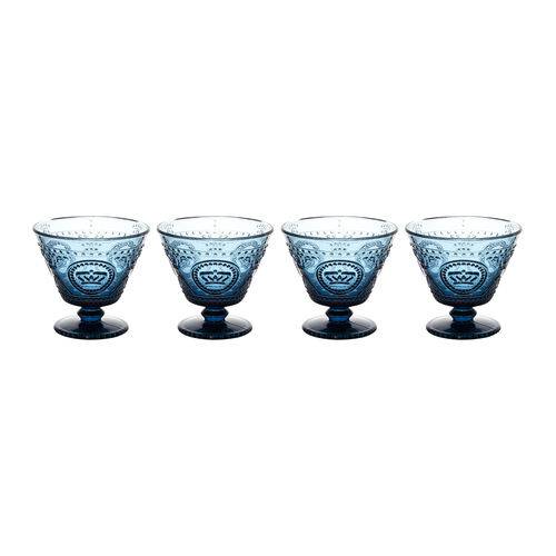 Jogo 4 Taças de Sobremesa Crown Azul 360ml, de Vidro 6965