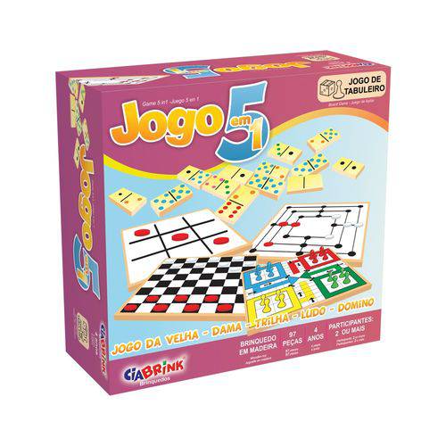 Jogo 5x1 - Dominó, Dama, Trilha, Ludo e Jogo da Velha