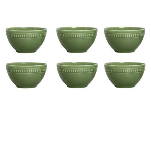 Jogo 6 Bowls em Cerâmica Verde Sálvia Sevilha 600ml
