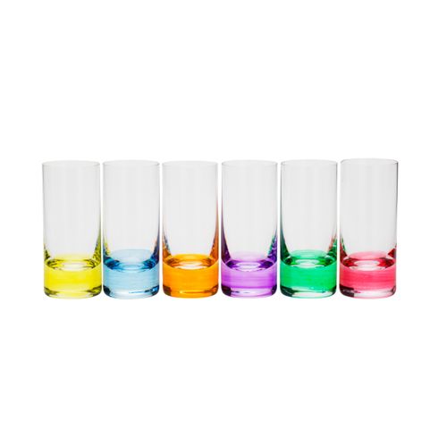 Jogo 6 Copos Coloridos em Cristal para Shot Set Bar 65ml - Bohemia