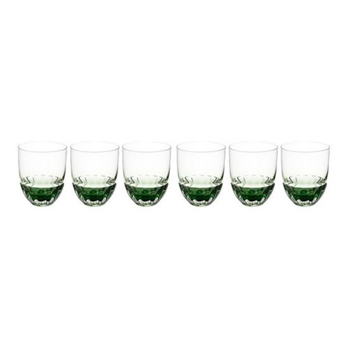 Jogo 6 Copos Craquelados de Vidro para Whisky de 355ml Verde