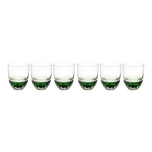 Jogo 6 Copos Craquelados de Vidro para Whisky de 355ml Verde