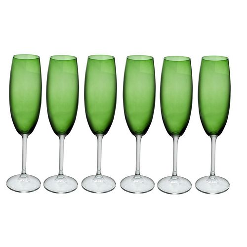 Jogo 6 Taças Champagne Verde Gastro 220ml - Ecol