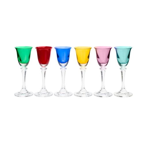 Jogo 6 Taças de Licor em Cristal Coloridas Branta 50ml - Bohemia