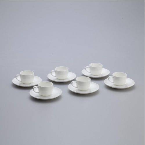 Jogo 6 Xícaras 90ml Porcelana para Café com Pires Nice Plain Wolff - R1035