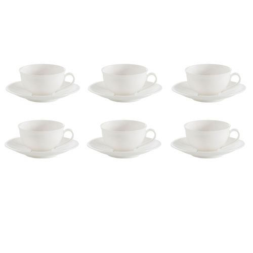 Jogo 6 Xícaras Chá com Pires em Porcelana Anna Whiteware