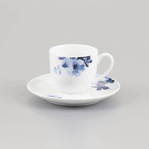 Jogo 6 Xícaras de Café com Píres de Porcelana 100ml Eden Bleu - 17019