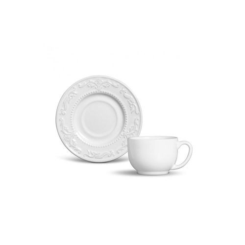 Jogo 6 Xícaras de Chá em Cerâmica Branco Acanthus 161ml - Porto Brasil