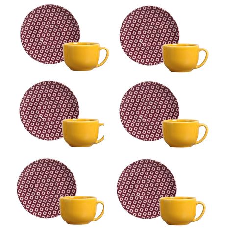 Jogo 6 Xícaras de Chá em Cerâmica Coup Hidráulica 198ml - Porto Brasil