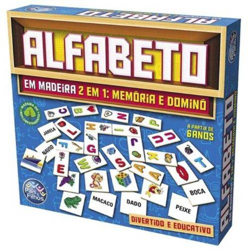 Jogo Alfabeto 2 em 1: Memória e Dominó em Madeira - Pais & Filhos