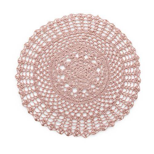 Jogo Americano Circular Crochet Rosa Cha
