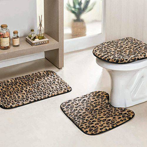 Jogo Banheiro Safari Standard 3 Pecas Leopardo