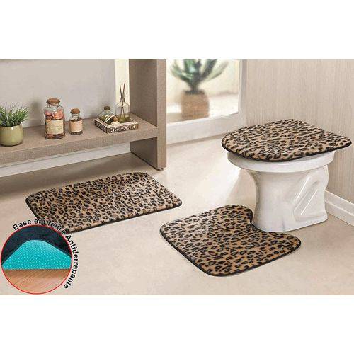 Jogo de Banheiro Premium Safari Standard 3 Pecas Leopardo