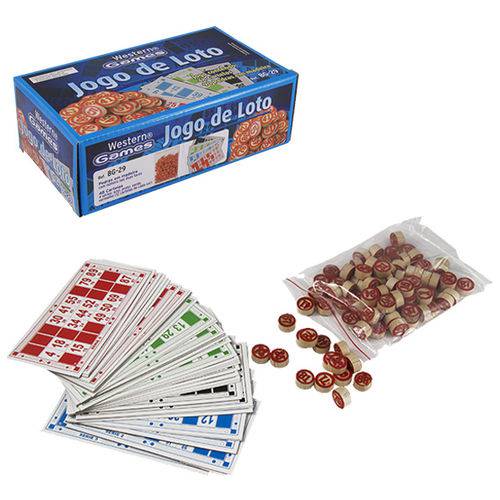 Jogo Bingo Loto Peças de Madeira com 48 Cartelas