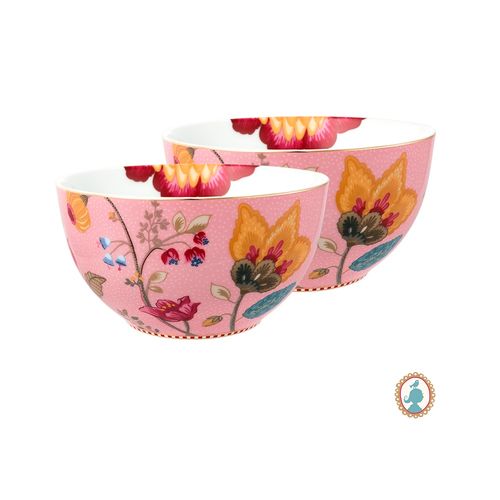 Jogo 2 Bowls Rosa em Porcelana Floral Fantasy 15cm - Pip Studio
