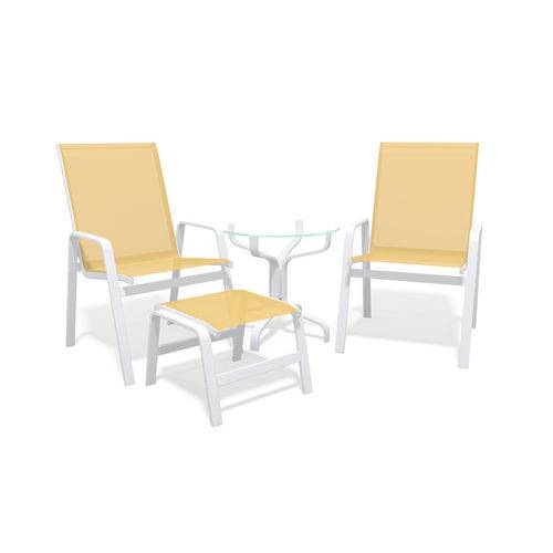Jogo 2 Cadeiras, com Mesa Alumínio Branco Tela Amarelo