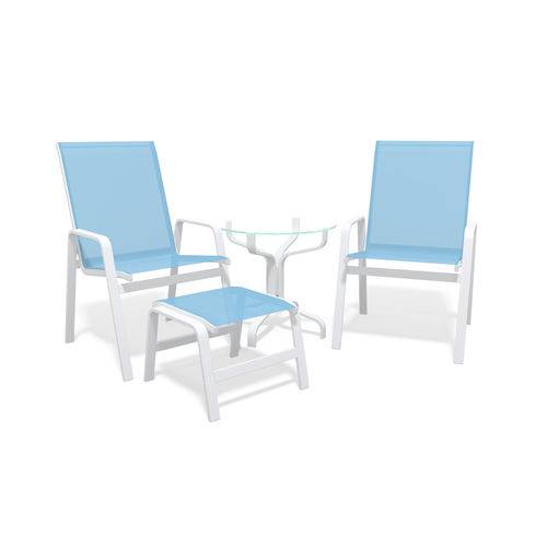 Jogo 2 Cadeiras, com Mesa Alumínio Branco Tela Azul Claro