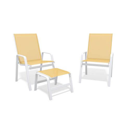 Jogo 2 Cadeiras, S/ Mesa Alumínio Branco Tela Amarelo